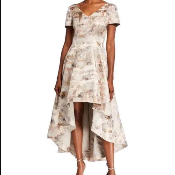 Shani High Low Jacquard Dress in Champagne Size 6 - Picture 1 of 14